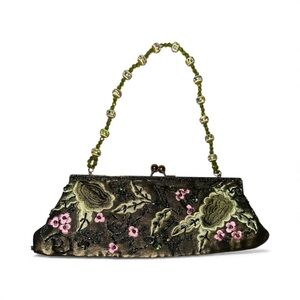 Apt. 9 Green and Pink Embroidered Shoulder Bag